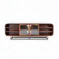 Mobile TV in legno di noce con porte in vetro per soggiorno – 160 x 40 x 50 cm