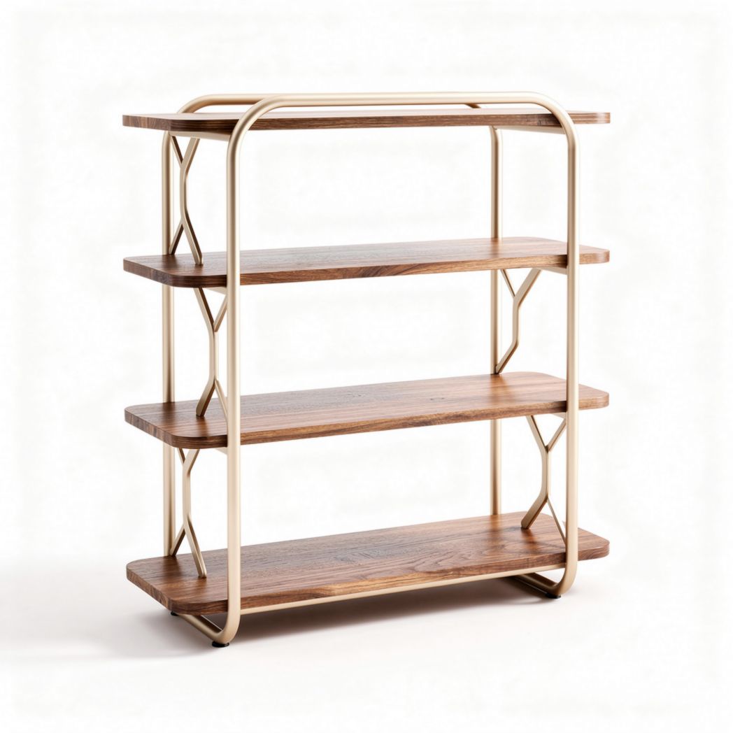 Libreria in legno e metallo per soggiorno – 80 x 30 x 90 cm