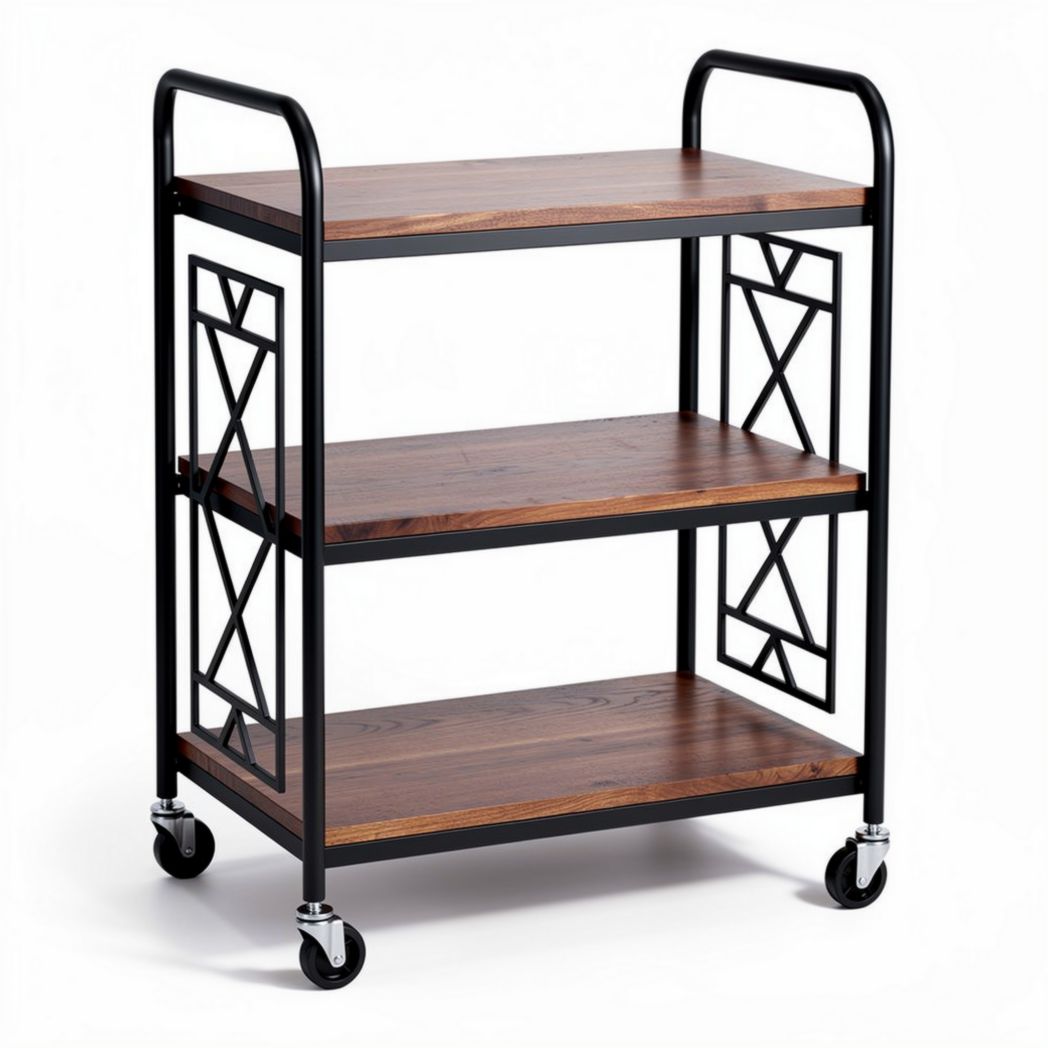 Carrello da servizio in metallo e legno per cucina o sala da pranzo – 80 x 40 x 85 cm