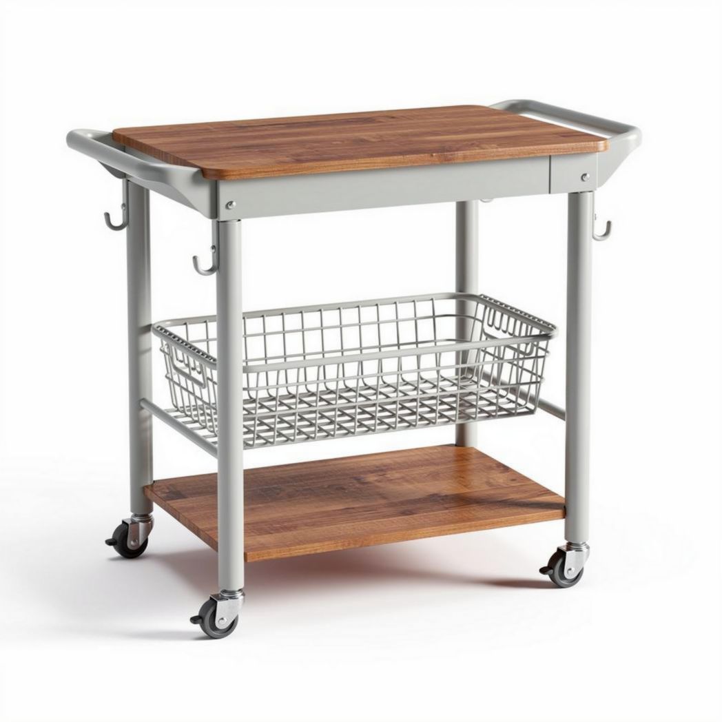 Carrello multifunzionale in metallo e legno per cucina – 80 x 45 x 90 cm
