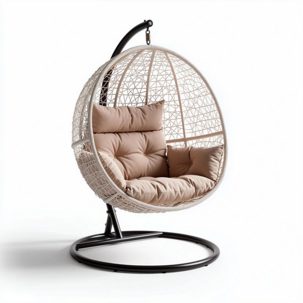 Sedia a dondolo in rattan per esterni – 100 x 100 x 120 cm