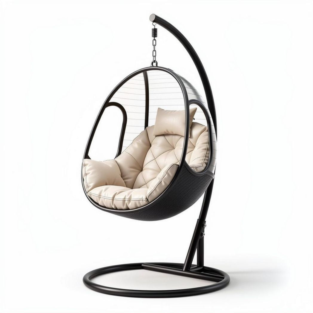 Sedia a dondolo in rattan per interni ed esterni – 80 x 70 x 120 cm