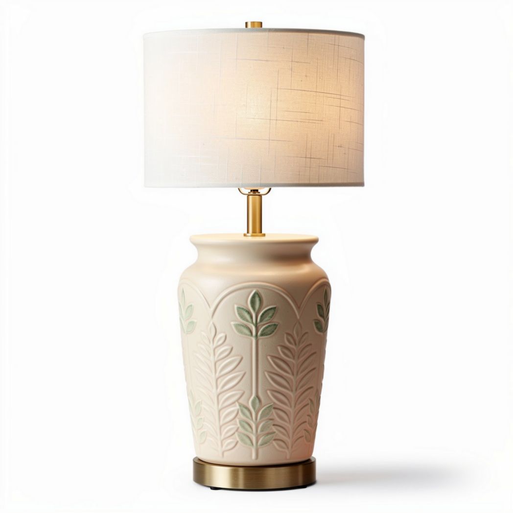 Lampada da tavolo in ceramica con decorazione floreale per illuminazione – 28 x 28 x 60 cm